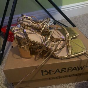 rose gold heel knee-high strings